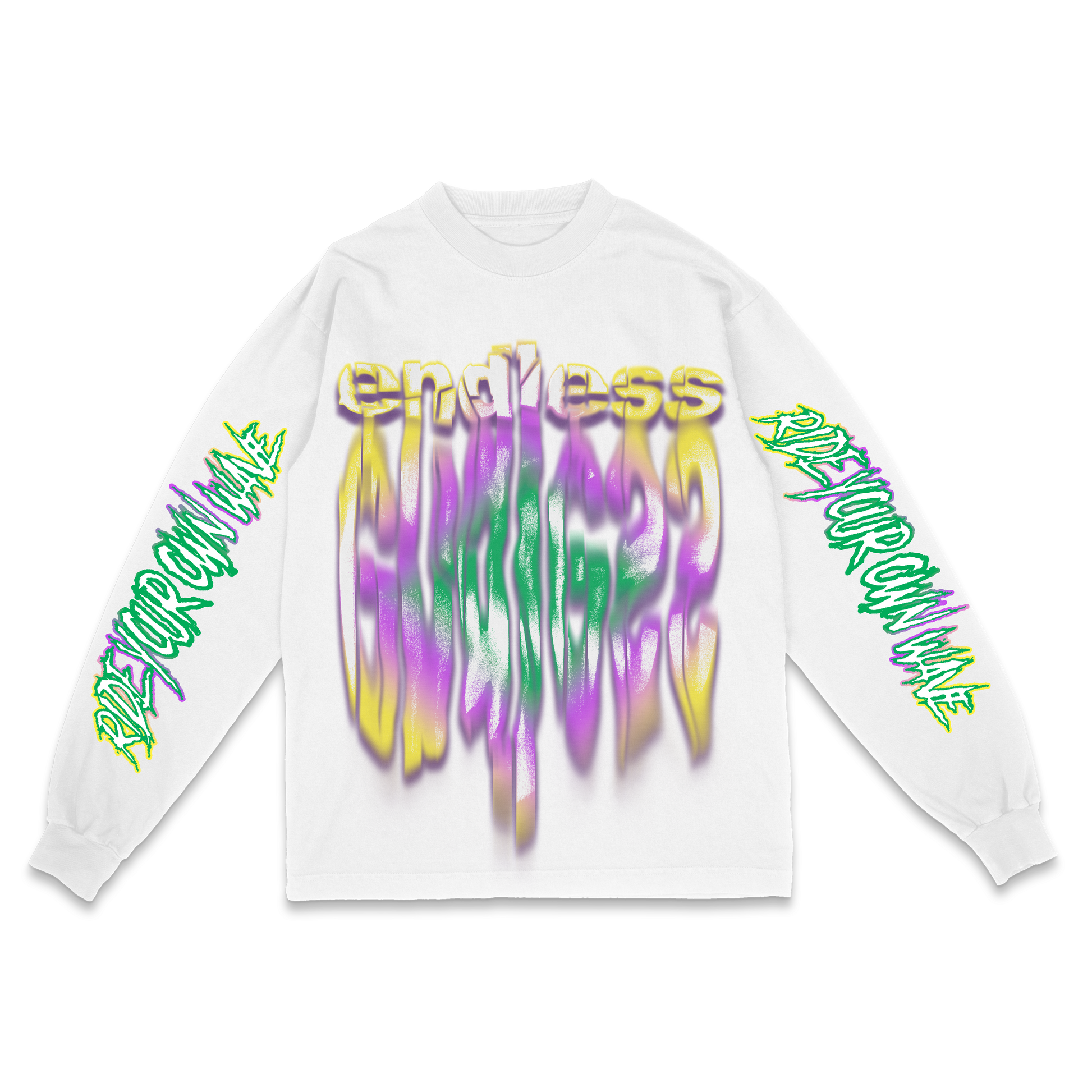 Mardi Gras "Endless" v3 Tee (White, Front)