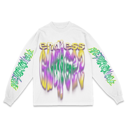 Mardi Gras "Endless" v3 Tee (White, Front)