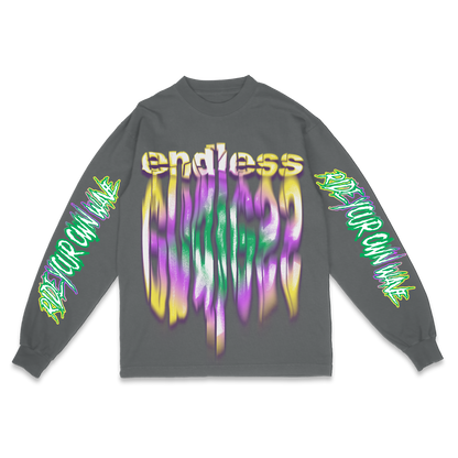 Mardi Gras "Endless" v3 Tee (Grey, Front)